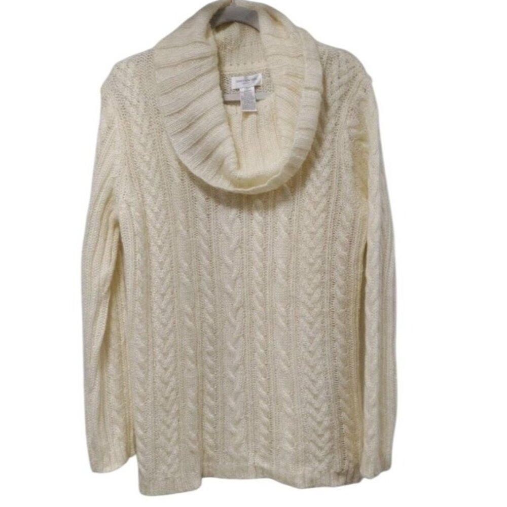 Jones New York Vintage Y2K Mohair Cable Knit 80's Cowlneck Oversized Sweater L - Picture 1 of 5